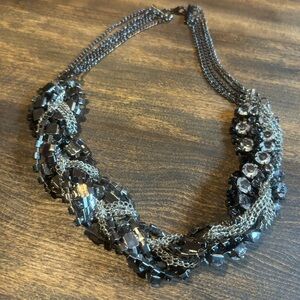 Chunky Silver Rhinestone Gunmetal and Black Necklace